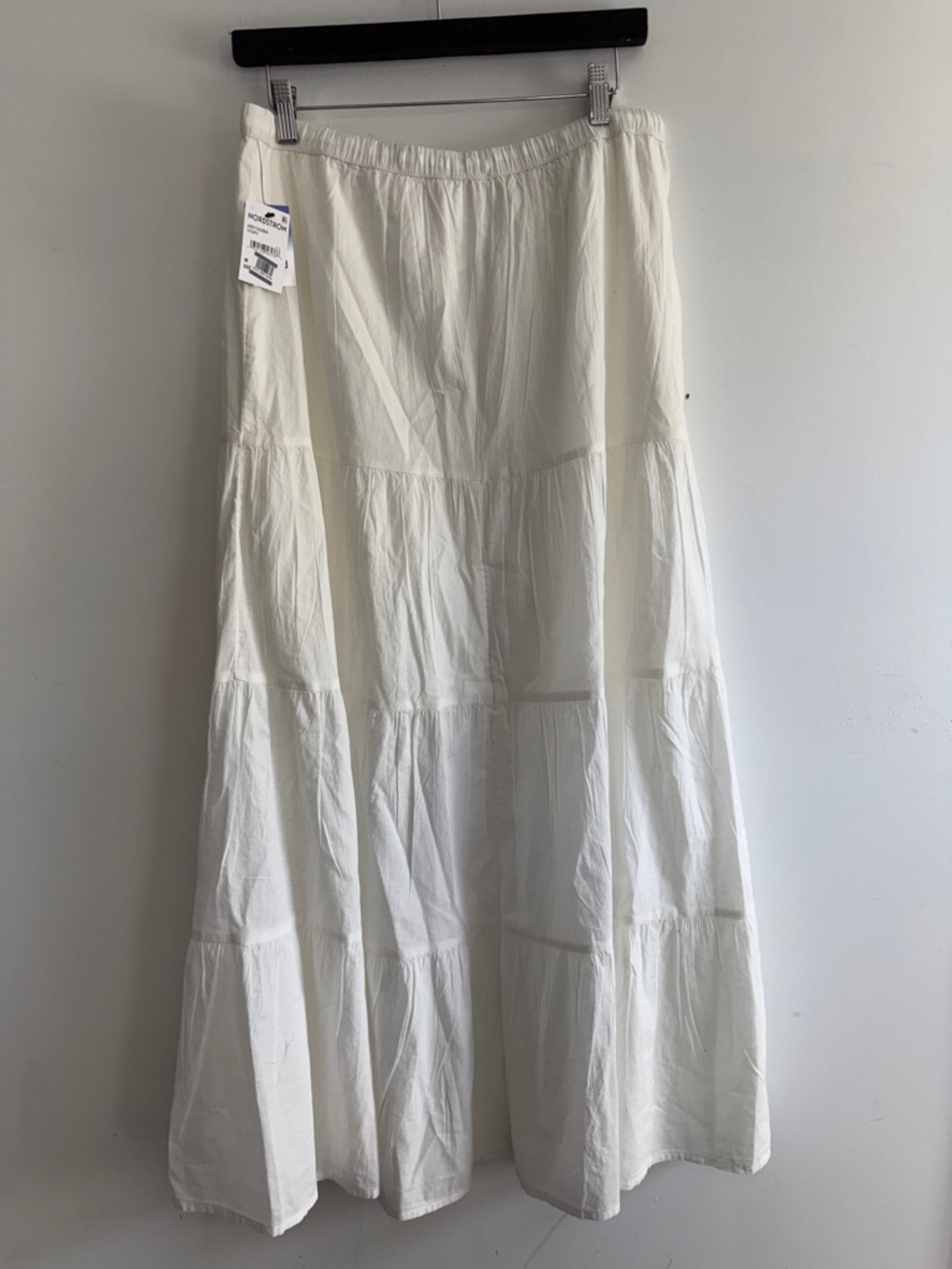 Abound White Tiered Maxi Skirt with Drawstring Waist Size Medium - Picture 3 of 10
